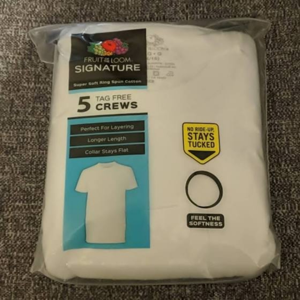 Pack of 5 white tee shirt Fruit of the loom